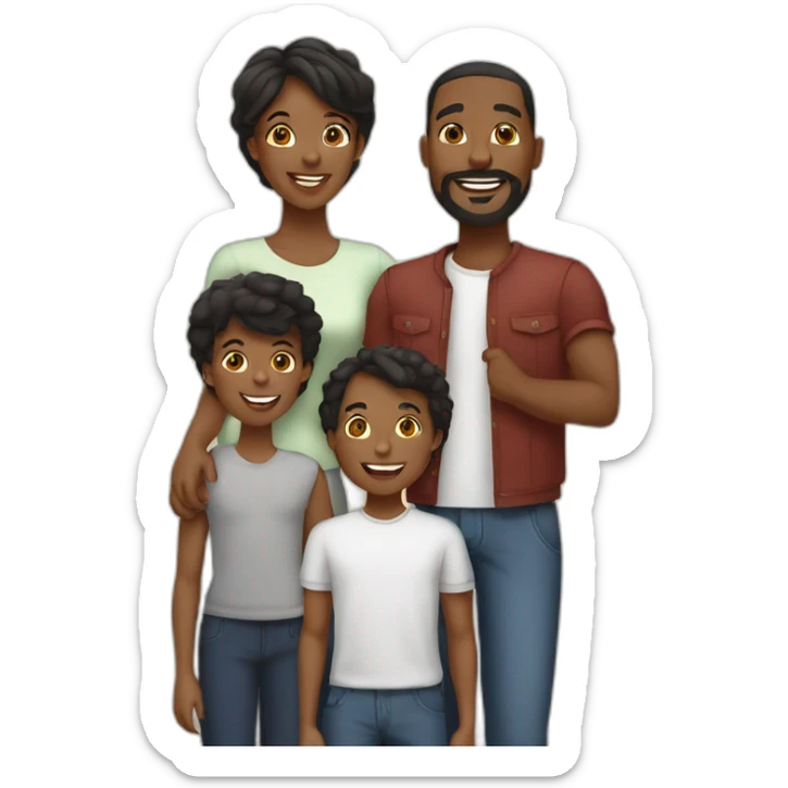 a loving black family of 5 with 2 teen sons and 1 young son sticker