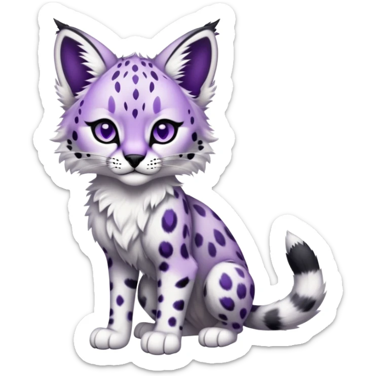 Epic Edgy Cute Black White Purple ethereal Serval-Snow-Leopard-Bobcat-Fionbri full body sticker