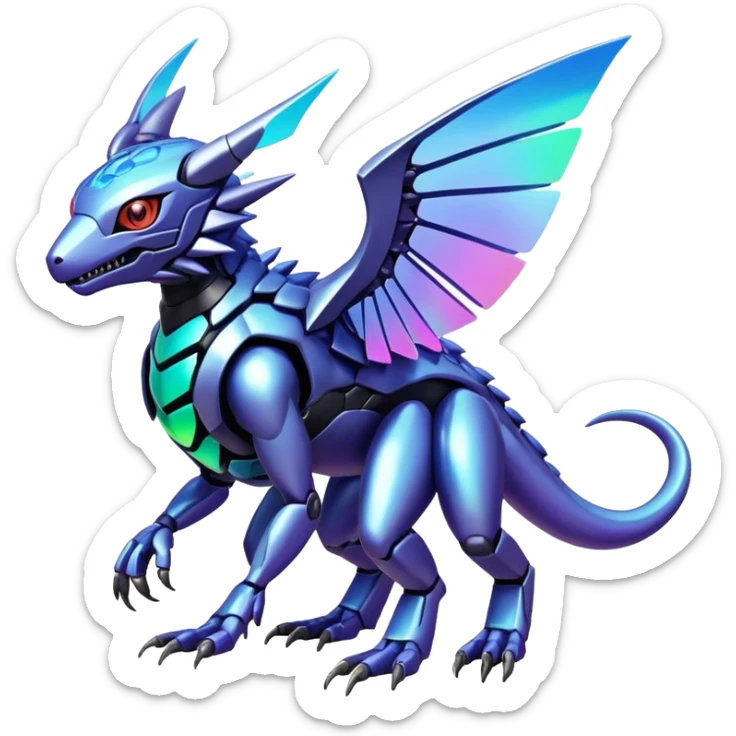  exotic colorful futuristic modern cyber-Fakémon-Digimon-Trico-Vernid-creature sticker