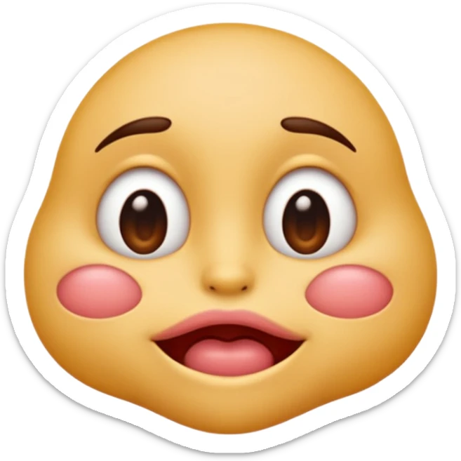 

I'd like an emoji with slightly squinty eyes, a mouth giving a tight kiss with little creases around the lips sticker