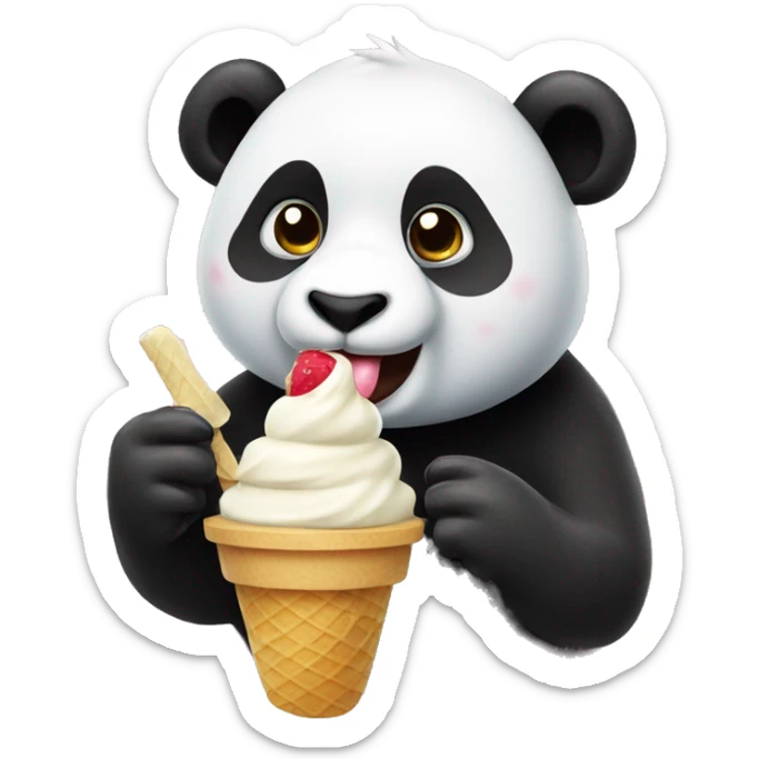 Panda eating ice cream sticker