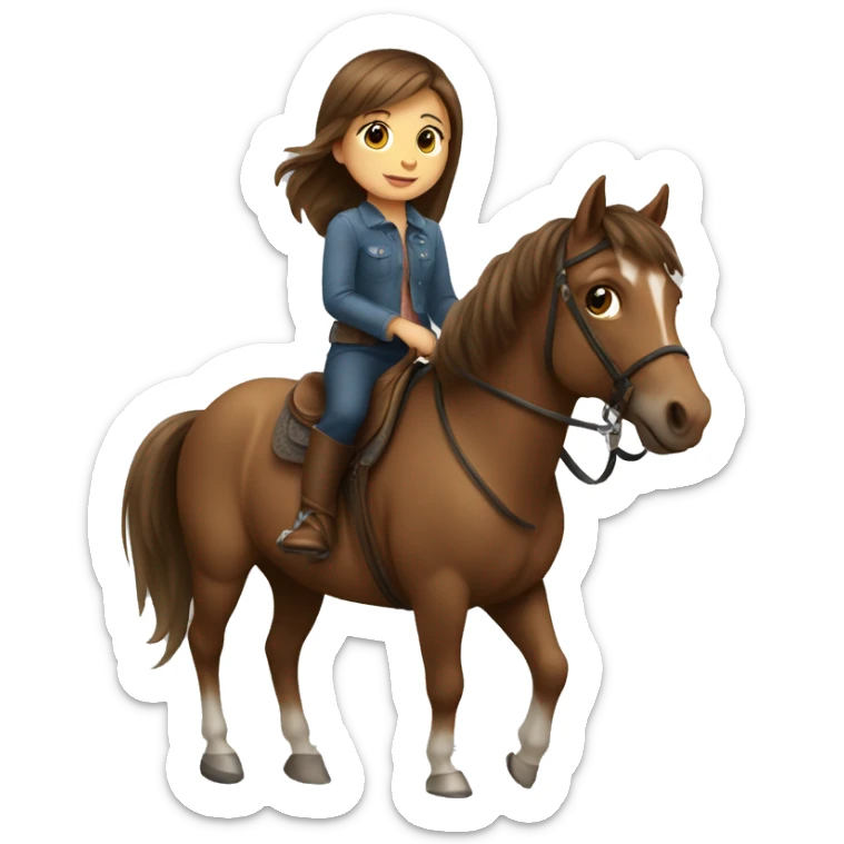 little girl with brown hair riding a horse sticker
