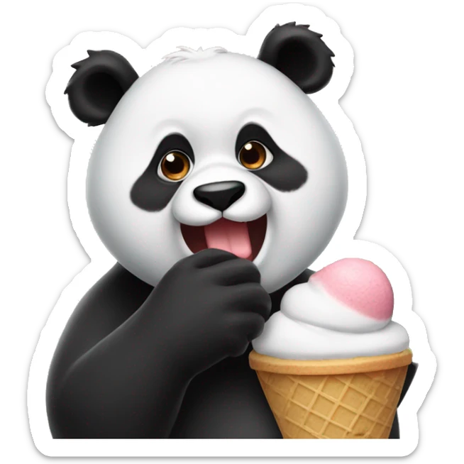 Panda eating ice cream sticker