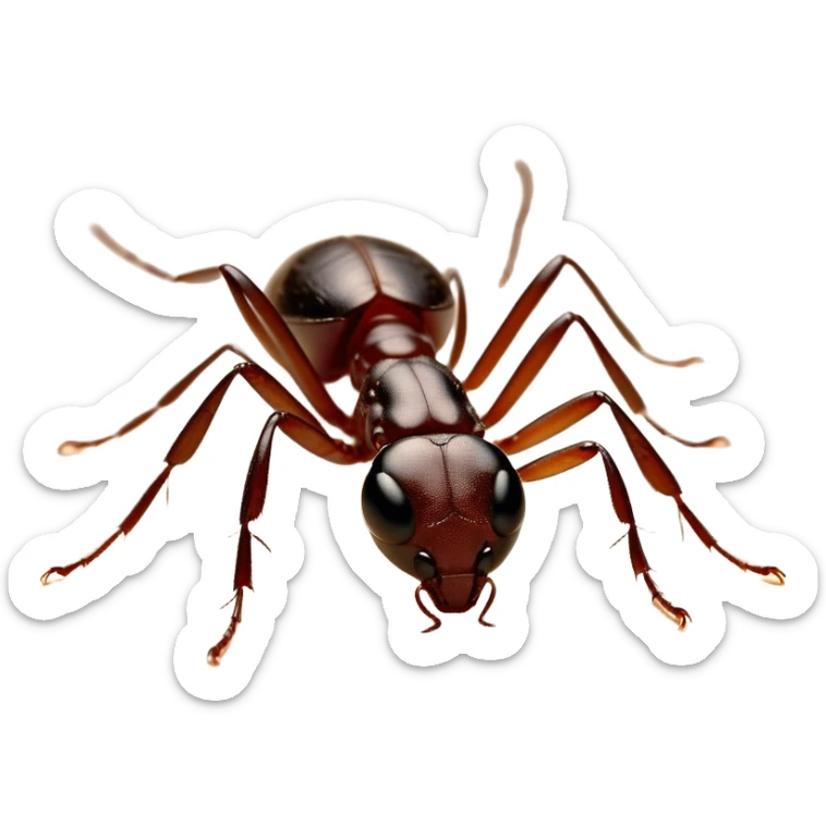 Beautiful and Majestic Ant Portrait Emoji, Head and body rendered in serene repose with a gentle, content smile, showcasing a finely detailed, compact form with eyes softly closed in tranquil slumber, Simplified yet exquisitely endearing features, highly detailed, glowing with a soft, drowsy natural light, high shine, relaxed and utterly noble, stylized with an air of timeless industrious grace, soft glowing outline, capturing the essence of a majestic ant that embodies the quiet power of nature! sticker