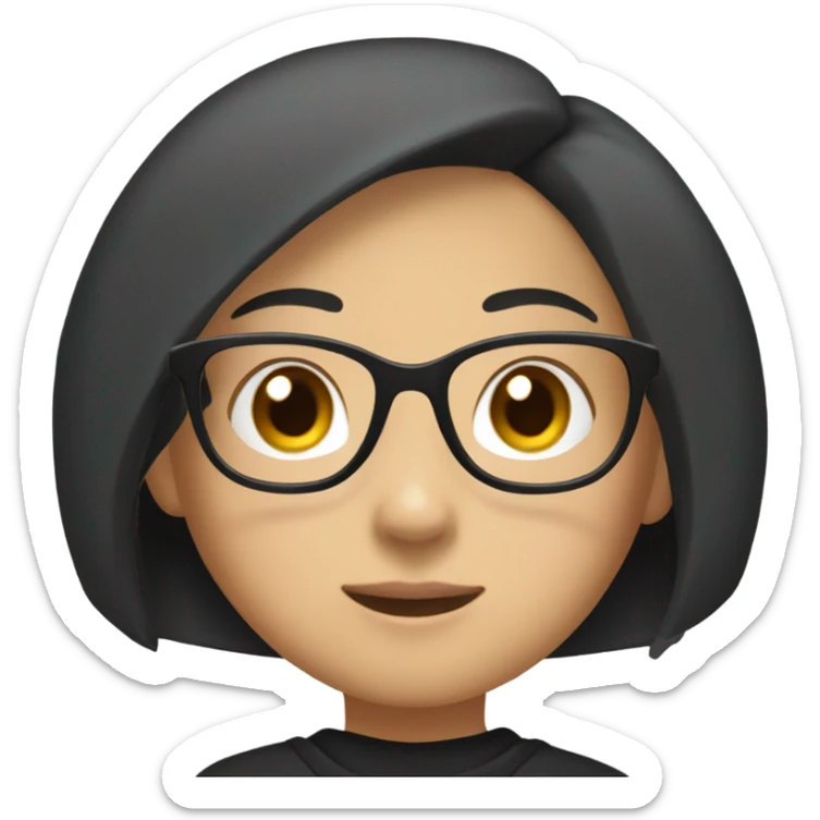 a girl of Asian appearance, with a bob in a black hoodie and glasses for vision sticker
