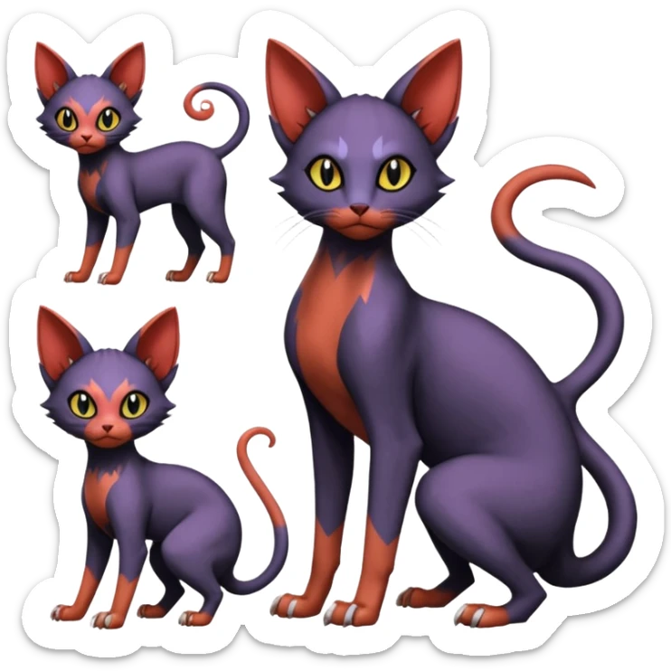 Noibat-Lykoi-Sphynx-Nargacuga-Litten-Torracat-fusion-Fakemon-Pokémon-creature  sticker