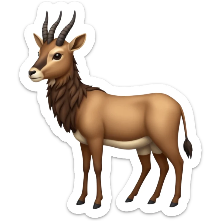 Wildebeest-antelope-gazelle-fusion-animal-hybrid-creature, full body sticker