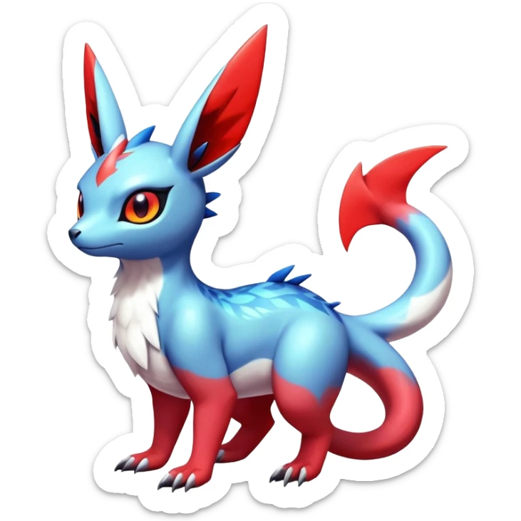  Cute Shiny Exotic Colorful Guilmon-Latias-Koraidon-Umbreon-Fakémon-hybrid-creature (full body)  sticker