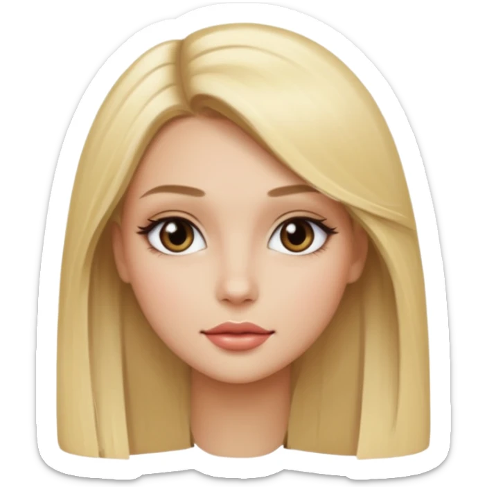 Gorgeous, blonde girl with straight hair and makeup sticker