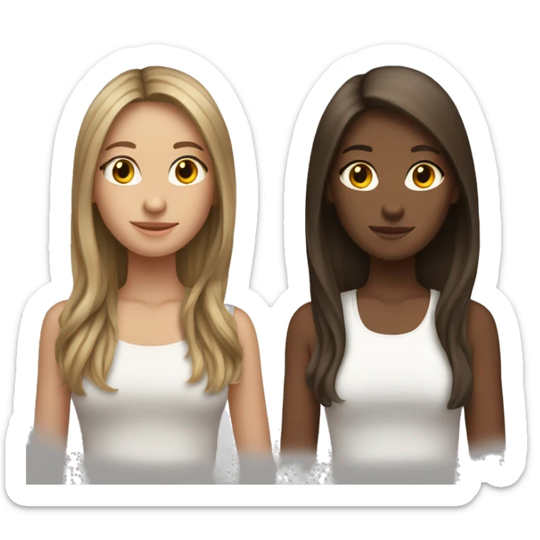 Two female Teenager best Friends with Brown hairs one has shoulder length hair and the other Long hair sticker