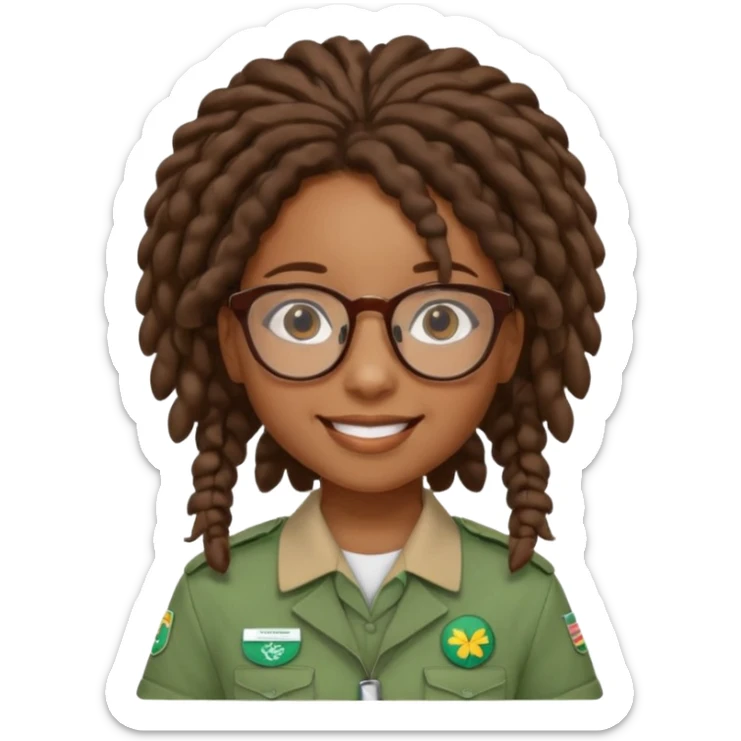 African American Girl Scout with glasses and locs sticker