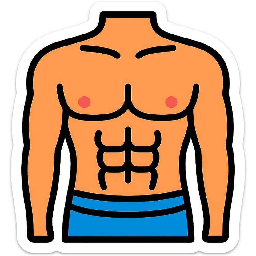male torso point of view, lineal color icon with black outlines sticker