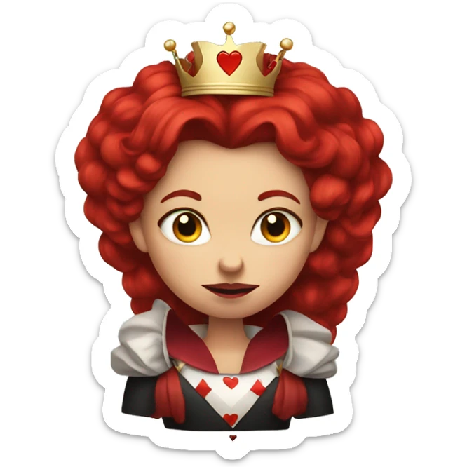 queen of hearts, red hair, angry sticker