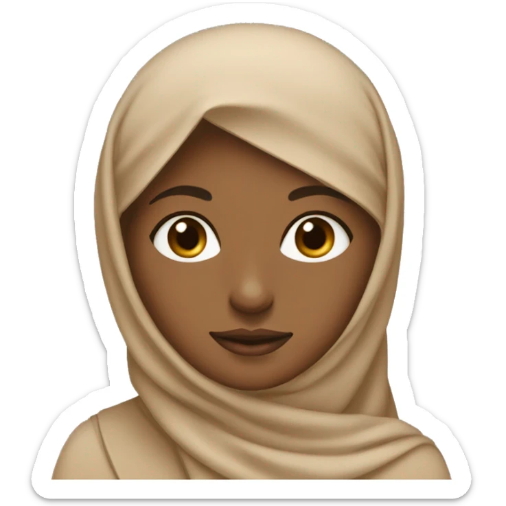 women with hijab in warm tone skin color not to light but not to dark, using a beige hija sticker