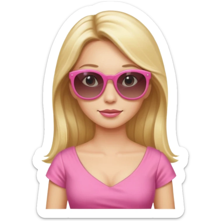 dior women with long blonde hair wear sun glasses, pink dress sticker