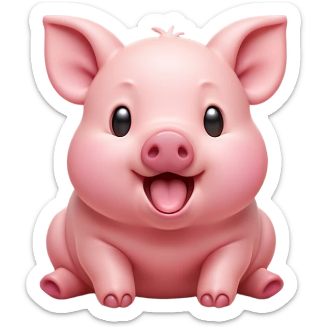 Cinematic Cute Yawning Piglet Portrait Emoji, Head tilted slightly with a dramatic, wide-open yawn, showcasing a soft, delicate rosy-pink hide with tiny droopy ears, round beady eyes barely open in drowsy contentment, Simplified yet irresistibly adorable features, highly detailed, glowing with a soft, cozy glow, high shine, relaxed yet expressive, stylized with a touch of playful whimsy, bright and endearing, soft glowing outline, capturing the essence of a sleepy yet affectionate piglet, so drowsy it feels like it could stretch out of the screen and curl up for a nap! sticker