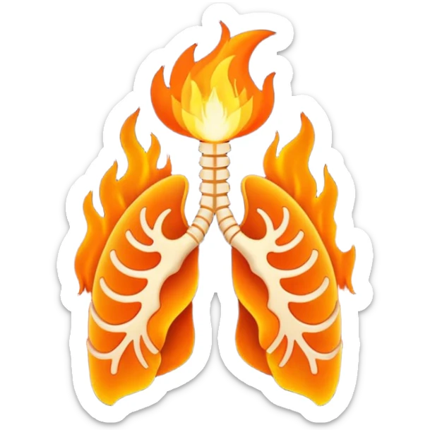 Minimal line-art ribcage, small fire in the center.
Symbol of inner fire / anxiety / passion.  sticker