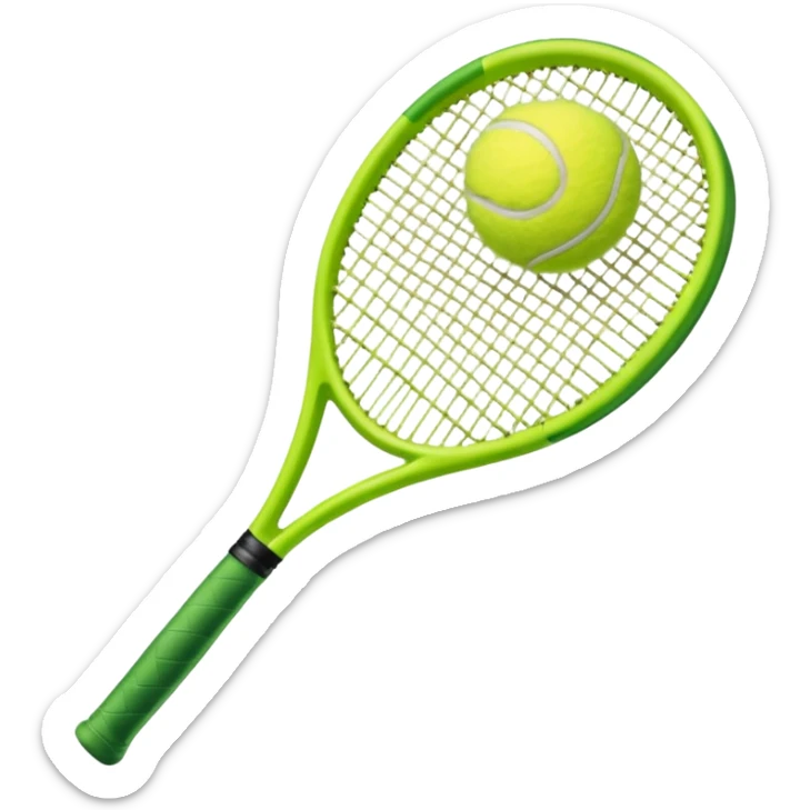 A green dark tennis racket 
(1) with a tennis ball(1) sticker