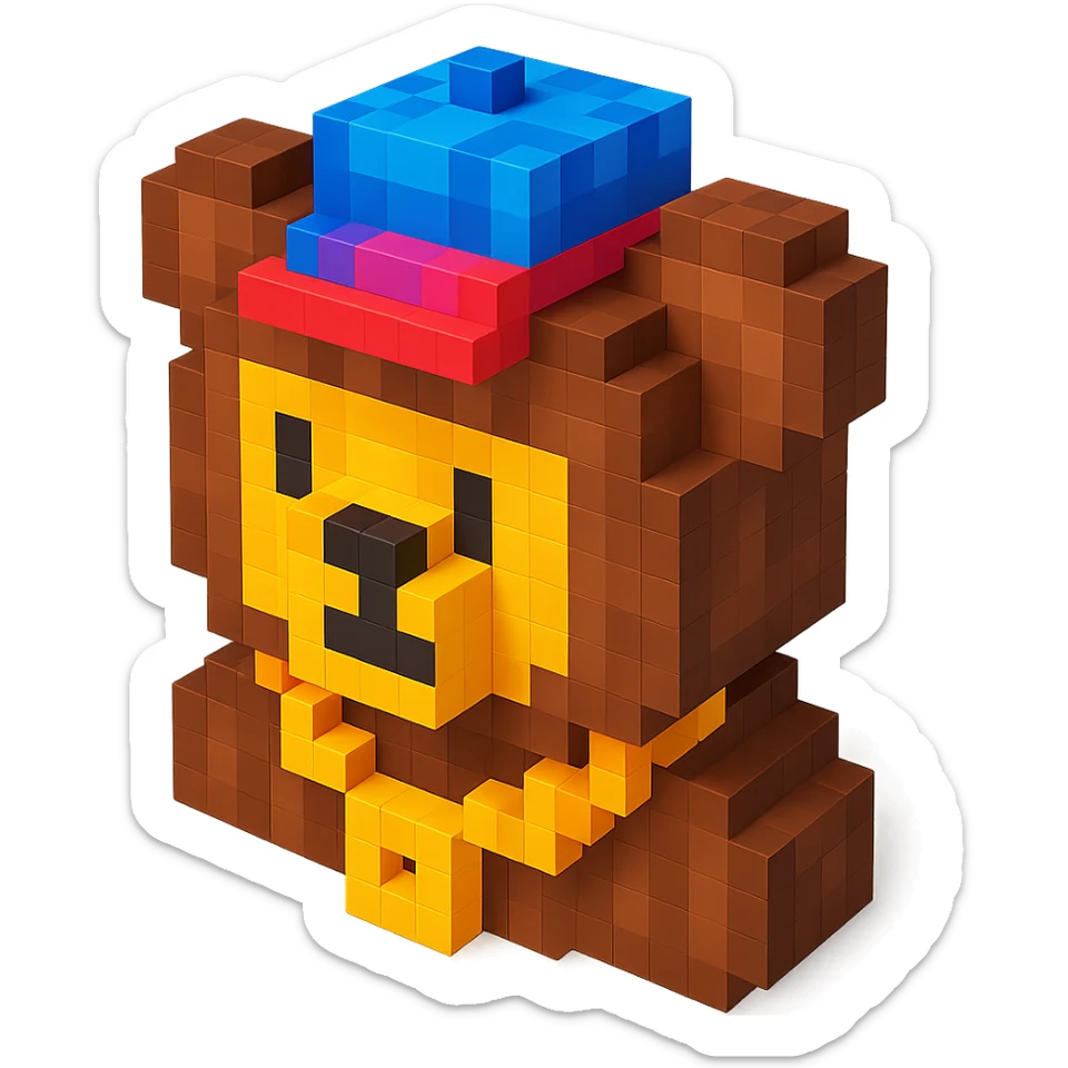 Russian grizzly bear with a rapper chain and a cap sticker