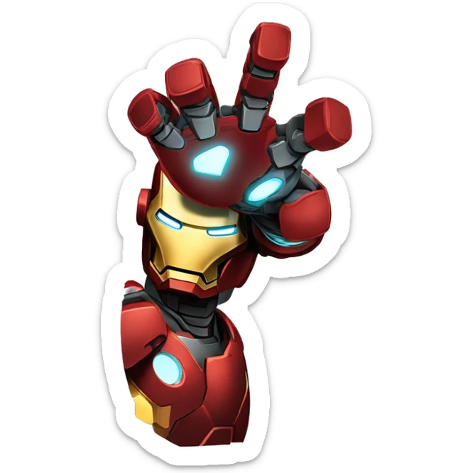 iron man alzando su brazo derecho y  abriendo la mano para disparar sticker