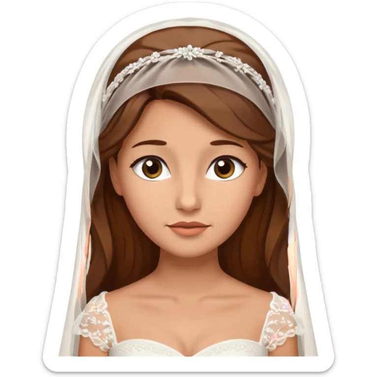 White tanned skin bride with brown hair with a chin on her face sticker