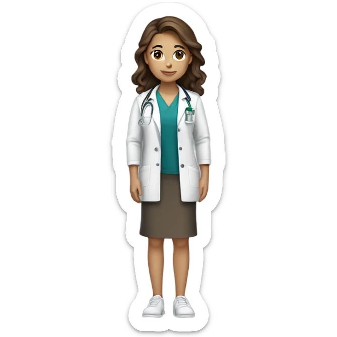 a full body medical student 20 years old girl student tan skin, brown hair sticker