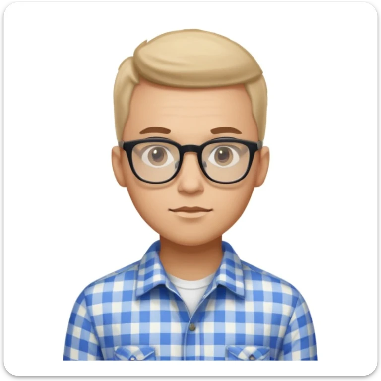 A confident young man in a checkered shirt and glasses poses indoors with a sharp, stylish look.


 sticker