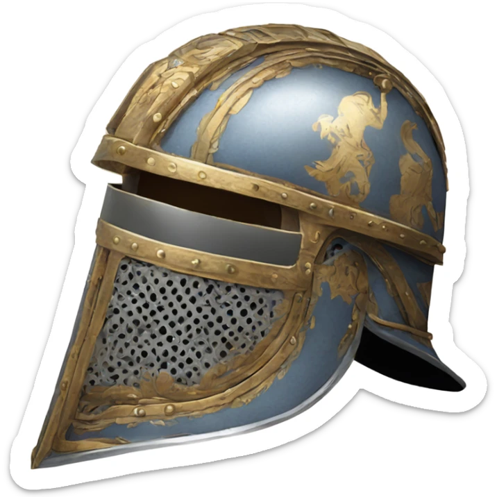 ornate french full-face armet helmet intricate inlays shoulders sticker