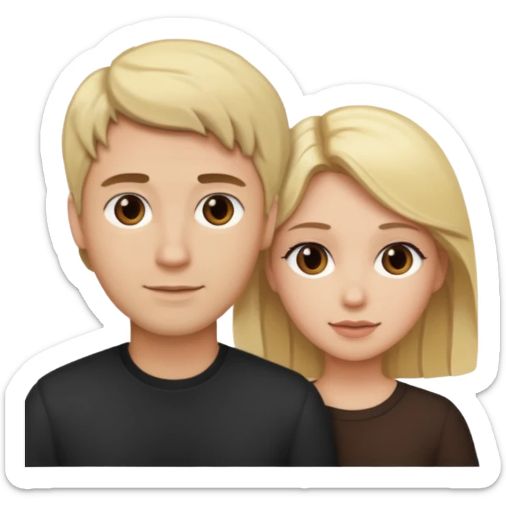 couple male blonde hair female dark brown hair sticker