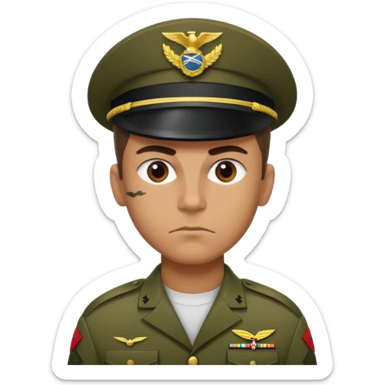 crie emojis de um soldado do corpo de fuzileiros navais do brasil com cara de mau sticker