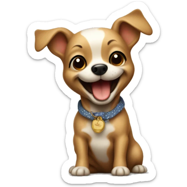Here's the image of the cheerful small dog dressed in a vintage outfit, leading a fun meeting with people clapping around. Let me know if you'd like any adjustments! sticker