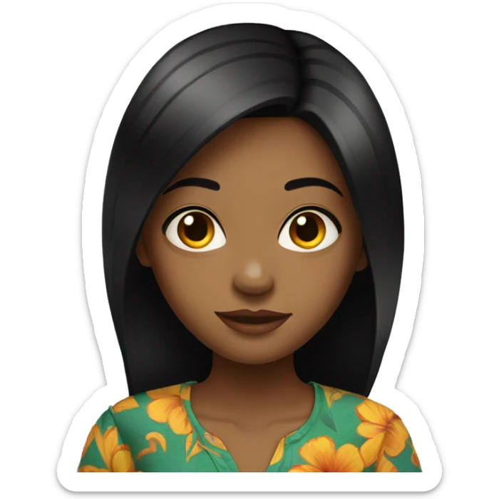 Girl with black hair wearing African shirt  sticker