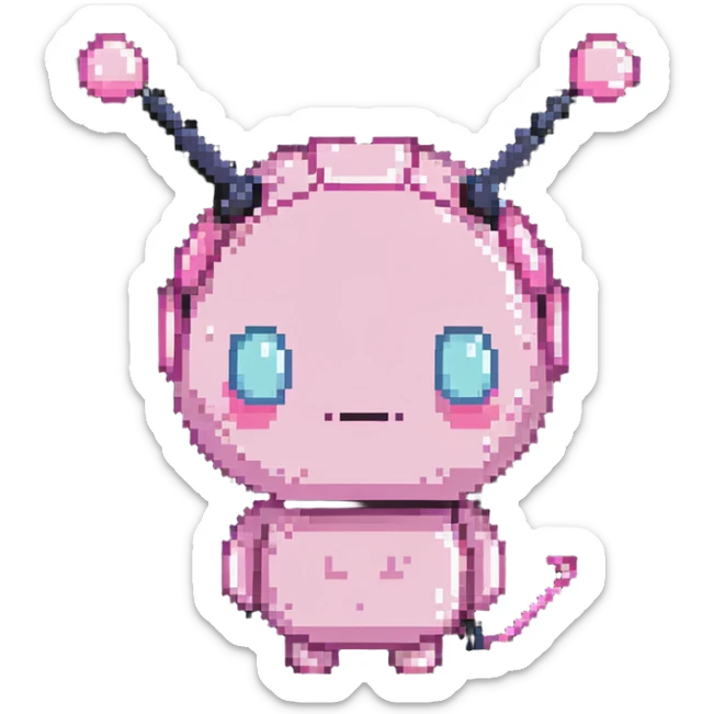Majin Buu from Dragon Ball Z, pink round character, antenna on head, cute facial expression sticker