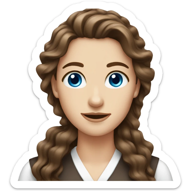Brown hair. Blue eyes. Wavy hair. Barista. Female. Long hair  sticker