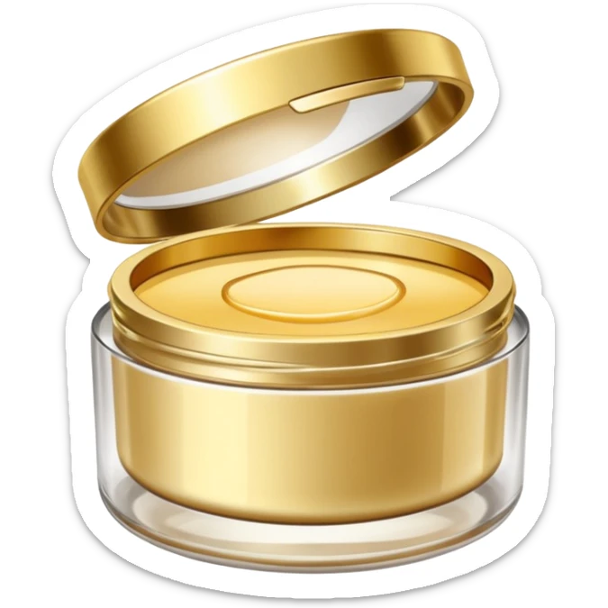 Produtos de beleza delicado com tampa dos potes dourados e fundo transparente pra usar como figurinha sticker