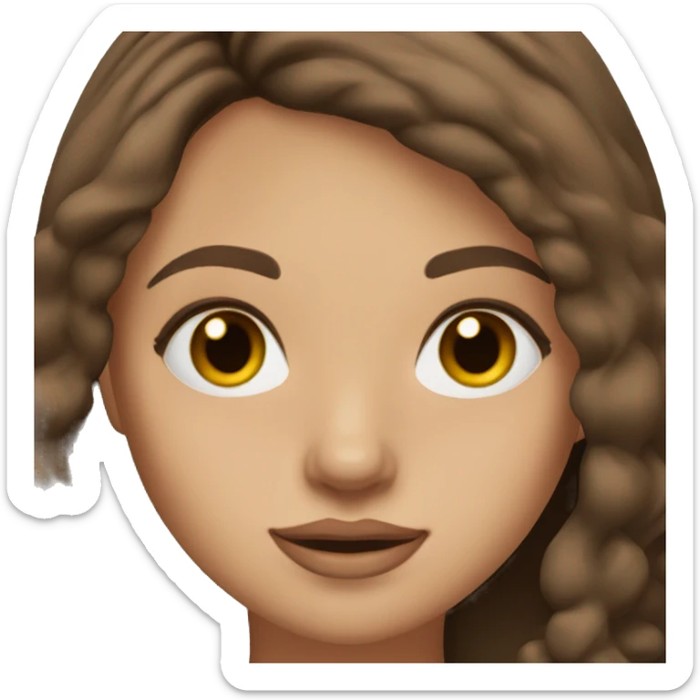 Girl with straight to wavy brown hair and brown eyes with full lashes and full lips sticker