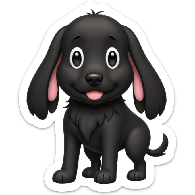 Please give me an all black dog with droopy ears as a walking dog emoji sticker