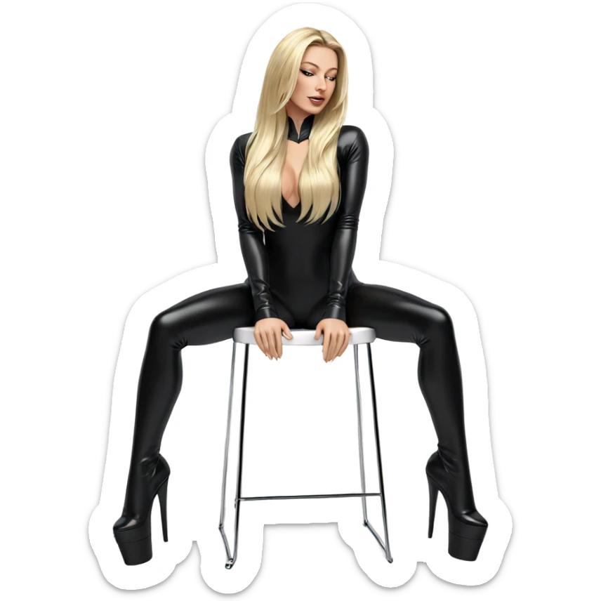 blonde beauty in black bodysuit sticker