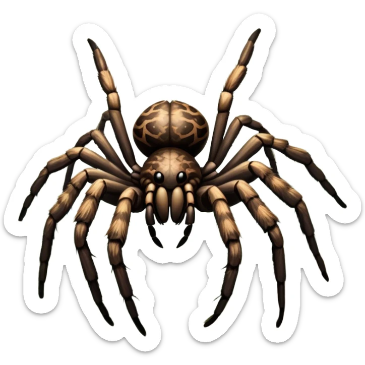 Giant tarantula spiders in their natural habitat, with detailed hairy legs and large bodies, perched on branches in a lush forest environment. Soft, natural lighting enhances their features. Transparent background. sticker
