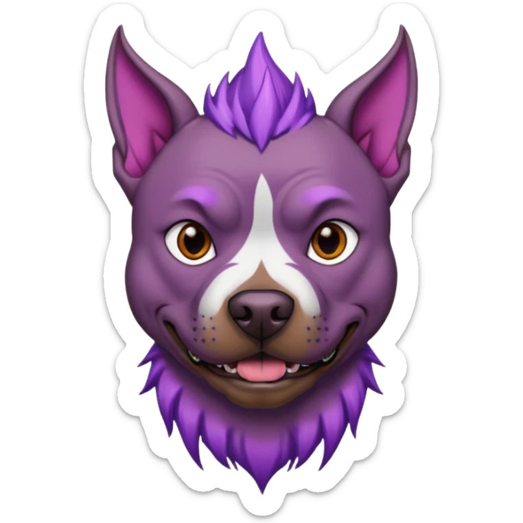 very tattoed brown face pitbull dog with purple spiky hair scary sticker