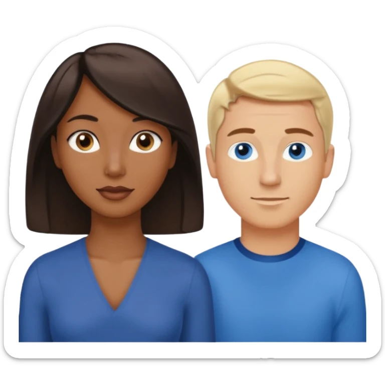 3 Friends standing side by side, charlie's angels style: 1 black woman with a short flat pressed bob, 1 hispanic man with a thin nose and long hair, and 1 white guy with blue eyes and a short brown-blonde haircut sticker