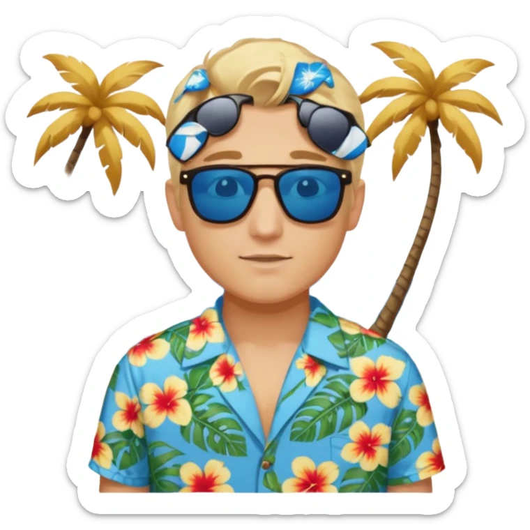 Charlie kirk with blonde hair and Blue eyes on epstein island but make hi really look like Charlie kirk sticker