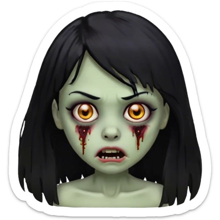 garota zumbi feia cabelo preto comprido com franja grande sticker