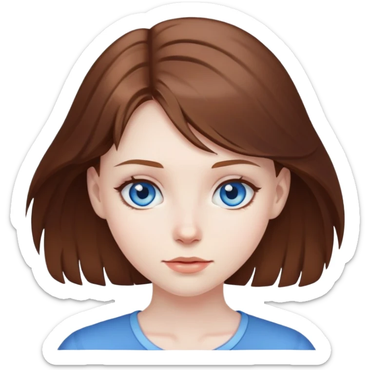 A girl with brown hair blue eyes and pale skin sticker