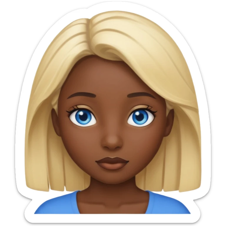 Dark skin girl with blonde hair and blue eyes sticker