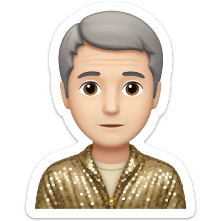 Jeremy Slate, Actor (1926-2006) with gray-brown hair, beige sequin outfit sticker