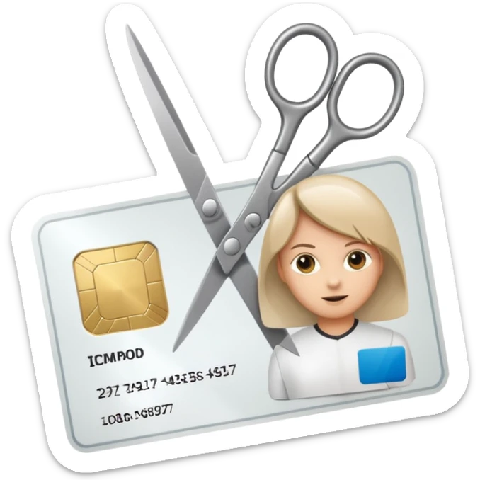 Scissors cutting ID card in half sticker