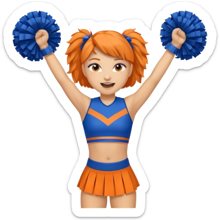 cheerleader  within a circle of shades of orange and blue With her, Boom Boom, and cheering sticker