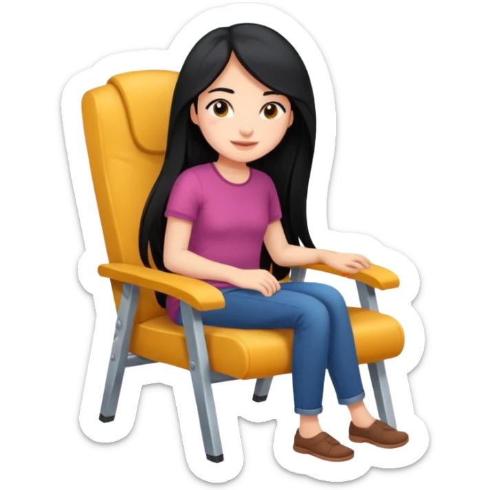 girl that is moving in their chair of work but its not disable just lazy with black long hair and skin a bit latin  lazy sticker