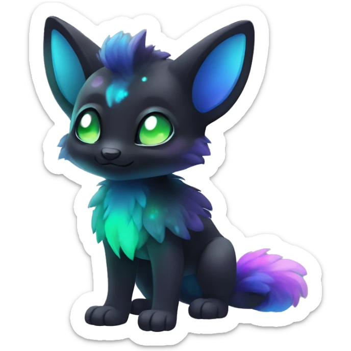 Cute cool black nebula fading green blue purple pink gradient animal hybrid Fakemon full body sticker